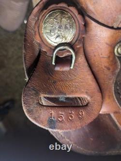 16in handmade by williams leather horse saddle USED