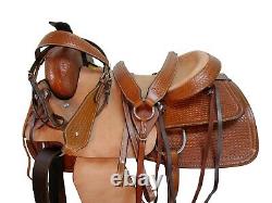 17 16 Used Roping Saddle Western Horse Ranch Pleasure Tooled Leather Tack Set