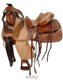 17 16 Used Roping Saddle Western Horse Ranch Pleasure Tooled Leather Tack Set