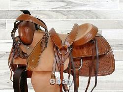 17 16 Used Roping Saddle Western Horse Ranch Pleasure Tooled Leather Tack Set