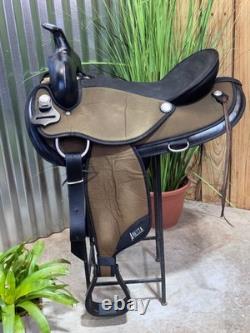 17 ABETTA Brown Western Horse Trail Saddle Light Weight! Semi Bar