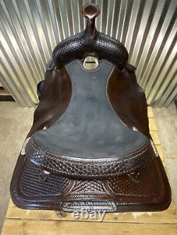 17 Abetta Dark Oil Leather Western Saddle Basket Tooled PRETTY