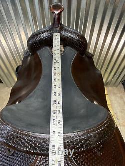 17 Abetta Dark Oil Leather Western Saddle Basket Tooled PRETTY