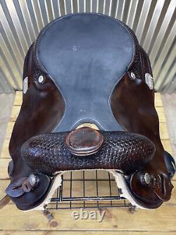 17 Abetta Dark Oil Leather Western Saddle Basket Tooled PRETTY