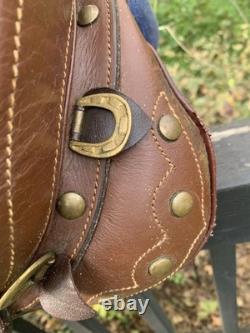 17 Australian Genuine Brown Leather Stock Saddle WithBrass Accents-VGC