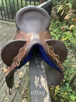 17 Australian Genuine Brown Leather Stock Saddle WithBrass Accents-VGC