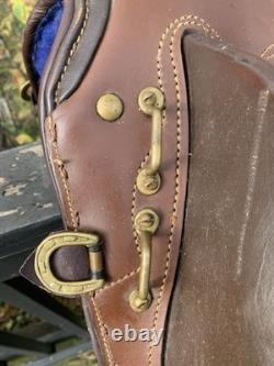 17 Australian Genuine Brown Leather Stock Saddle WithBrass Accents-VGC