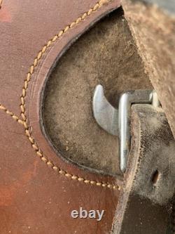 17 Australian Genuine Brown Leather Stock Saddle WithBrass Accents-VGC