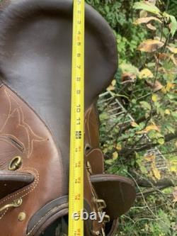 17 Australian Genuine Brown Leather Stock Saddle WithBrass Accents-VGC