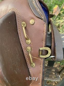 17 Australian Genuine Brown Leather Stock Saddle WithBrass Accents-VGC