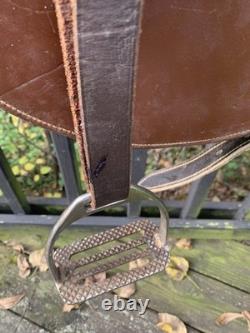 17 Australian Genuine Brown Leather Stock Saddle WithBrass Accents-VGC
