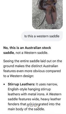17 Australian Genuine Brown Leather Stock Saddle WithBrass Accents-VGC