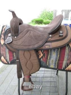 17'' BIG HORN 504 FQH BARS Brown Western suede leather Trail saddle USA