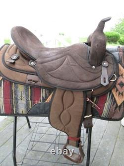 17'' BIG HORN 504 FQH BARS Brown Western suede leather Trail saddle USA
