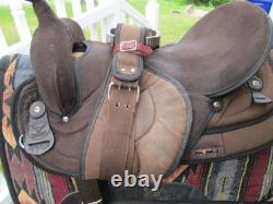 17'' BIG HORN 504 FQH BARS Brown Western suede leather Trail saddle USA