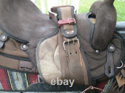 17'' BIG HORN 504 FQH BARS Brown Western suede leather Trail saddle USA