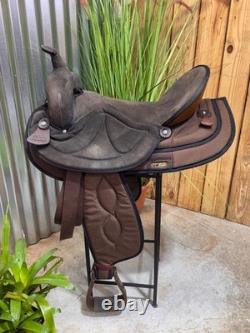 17 BIG HORN Brown Western Trail Saddle #504 Light Weight Cordura Full QH