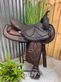 17 BIG HORN Brown Western Trail Saddle #504 Light Weight Cordura Full QH