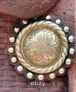 17 Calvin Allen Saddle, Roughout Basketweave Leather Cutting Reined Cowhorse