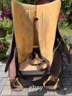 17 Calvin Allen Saddle, Roughout Basketweave Leather Cutting Reined Cowhorse