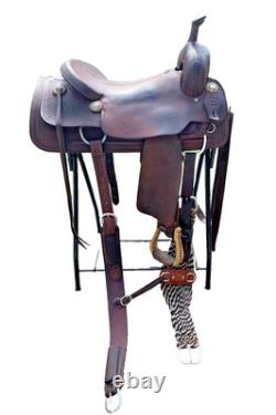 17 Calvin Allen Saddle, Roughout Basketweave Leather Cutting Reined Cowhorse