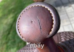 17 Calvin Allen Saddle, Roughout Basketweave Leather Cutting Reined Cowhorse
