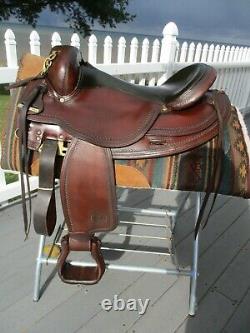 17'' Circle Y Endurance Park & Trail Brown leather western saddle SQH BARS