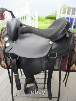 17'' Hilason Black Flex Tree Western Trail Saddle Fits 6-8'' Gullet USA In Tx