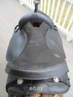 17'' Hilason Black Flex Tree Western Trail Saddle Fits 6-8'' Gullet USA In Tx