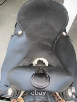17'' Hilason Black Flex Tree Western Trail Saddle Fits 6-8'' Gullet USA In Tx