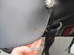 17'' Hilason Black Flex Tree Western Trail Saddle Fits 6-8'' Gullet USA In Tx