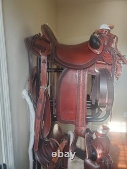 17'' JCM MARTIN WADE ROPER QH BARS WESTERN SADDLE w CINCH, BCOLLAR 41 LBS