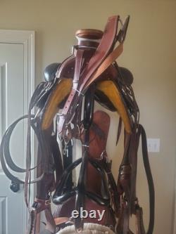 17'' JCM MARTIN WADE ROPER QH BARS WESTERN SADDLE w CINCH, BCOLLAR 41 LBS
