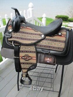 17'' brown Aztec abetta Western trail saddle regular QH BARS