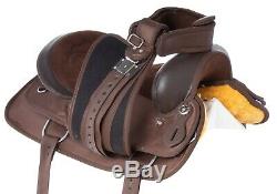 17 in SYNTHETIC BROWN WESTERN BARREL TRAIL HORSE SADDLE TACK USED
