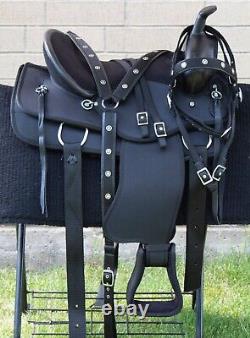 17 in Western Horse Trail Saddle Synthetic Pleasure Riding Tack Set Used