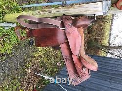 17 inch used brown western saddle 7 inch gullet