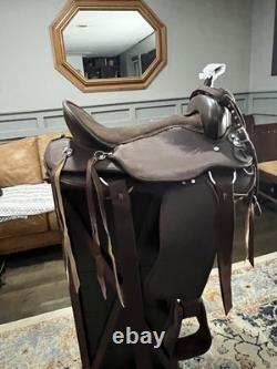 18 Western Barrel Racing Saddle Set Synthetic Leather Brown withTack-complete set