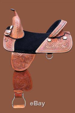 18 in Western Horse Saddle Used Hilason Treeless Trail Barrel Leather U-Z-18