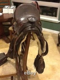 1800's ANTIQUE High Back Cowboy Western Saddle F A Meanea FULL Size Adult Seat