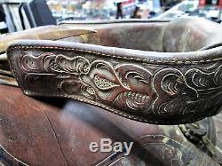 1930's Texas Tanning & Mfg. Co. Tooled Leather Handmade Western Saddle Tex Tan
