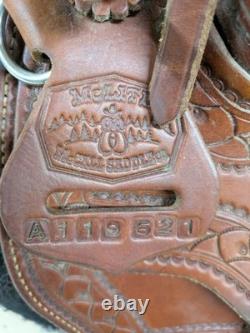 2-1356 16 inch Used McCall Mclite Western Woodpost All Around Saddle Wide Tree