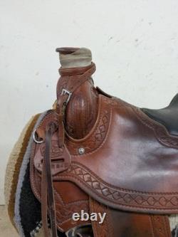 2-1356 16 inch Used McCall Mclite Western Woodpost All Around Saddle Wide Tree