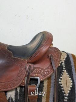 2-1356 16 inch Used McCall Mclite Western Woodpost All Around Saddle Wide Tree