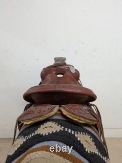 2-1356 16 inch Used McCall Mclite Western Woodpost All Around Saddle Wide Tree