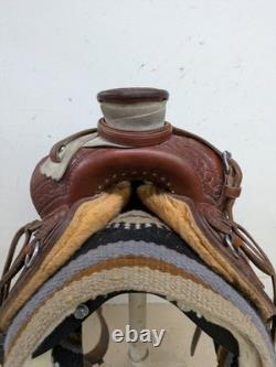 2-1356 16 inch Used McCall Mclite Western Woodpost All Around Saddle Wide Tree