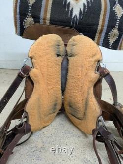 2-1356 16 inch Used McCall Mclite Western Woodpost All Around Saddle Wide Tree