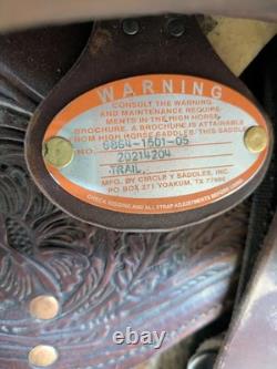 2-1403 15 inch Used Circle Y High Horse Western Trail Saddle Mequite W-Tree 2-1403 15 inch Used Circle Y High Horse Western Trail Saddle Mequite W-Tree