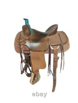 2-1475 14 inch Used Jeff Smith Cowboy Collection Western Team Roping Saddle