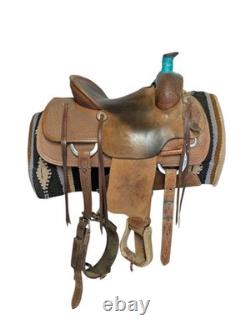 2-1475 14 inch Used Jeff Smith Cowboy Collection Western Team Roping Saddle
